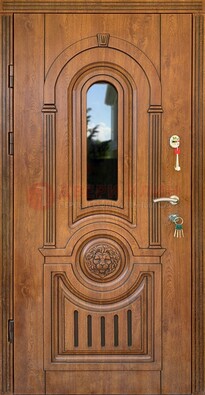 Классическая стальная дверь Винорит со стеклом и узором ДВТ-261 